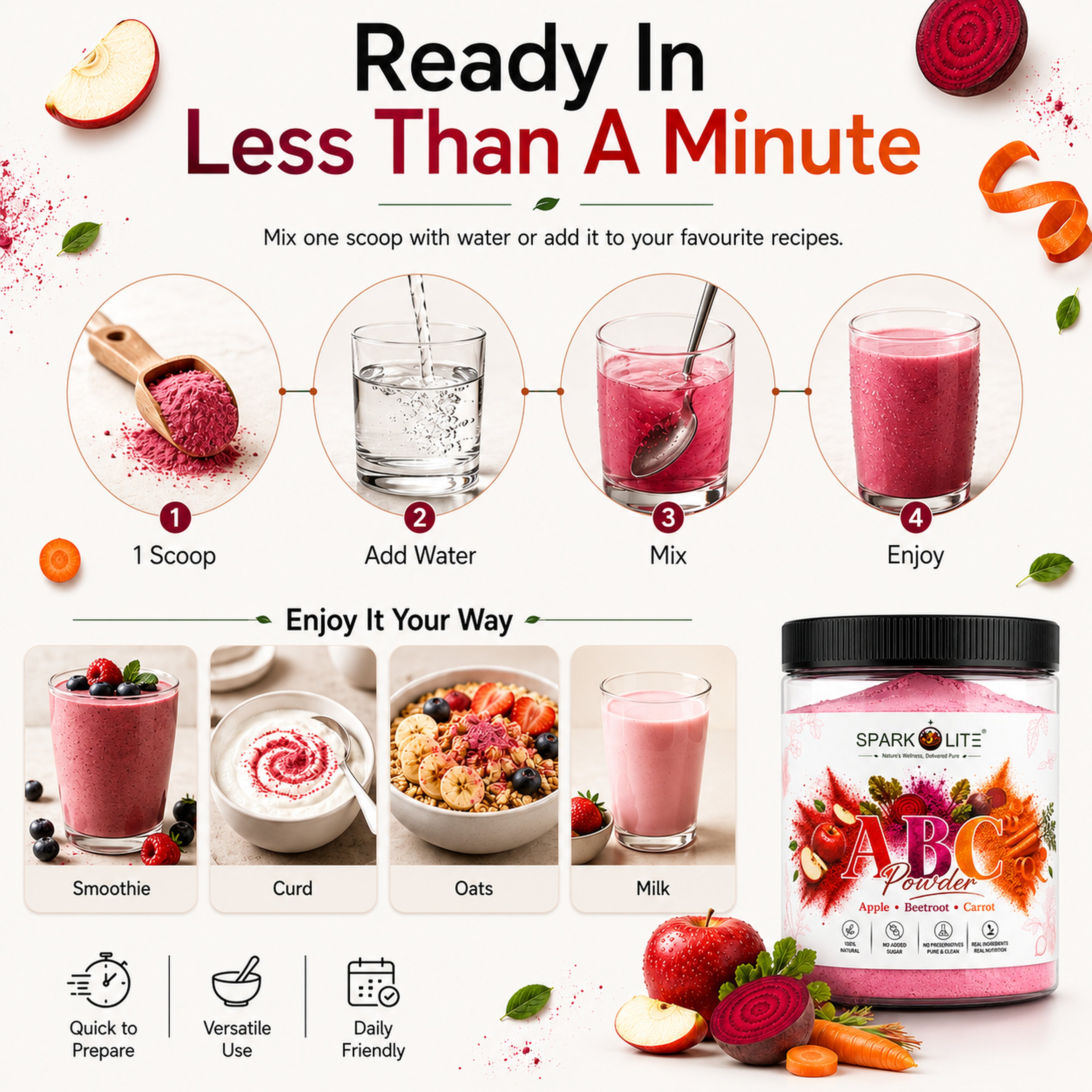 Organic ABC Powder | Apple, Beetroot & Carrot Powder
