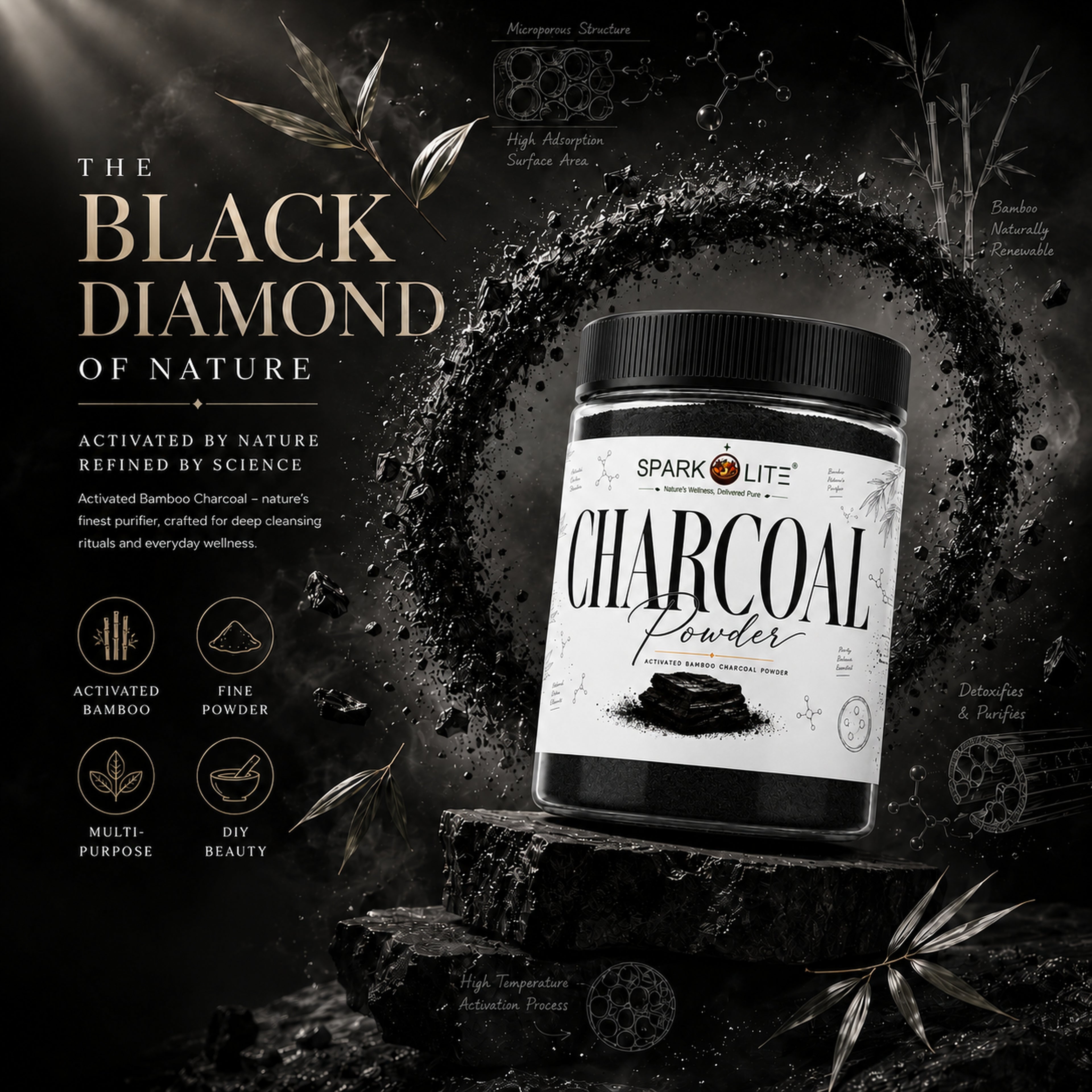 Organic Activated Bamboo Charcoal Powder