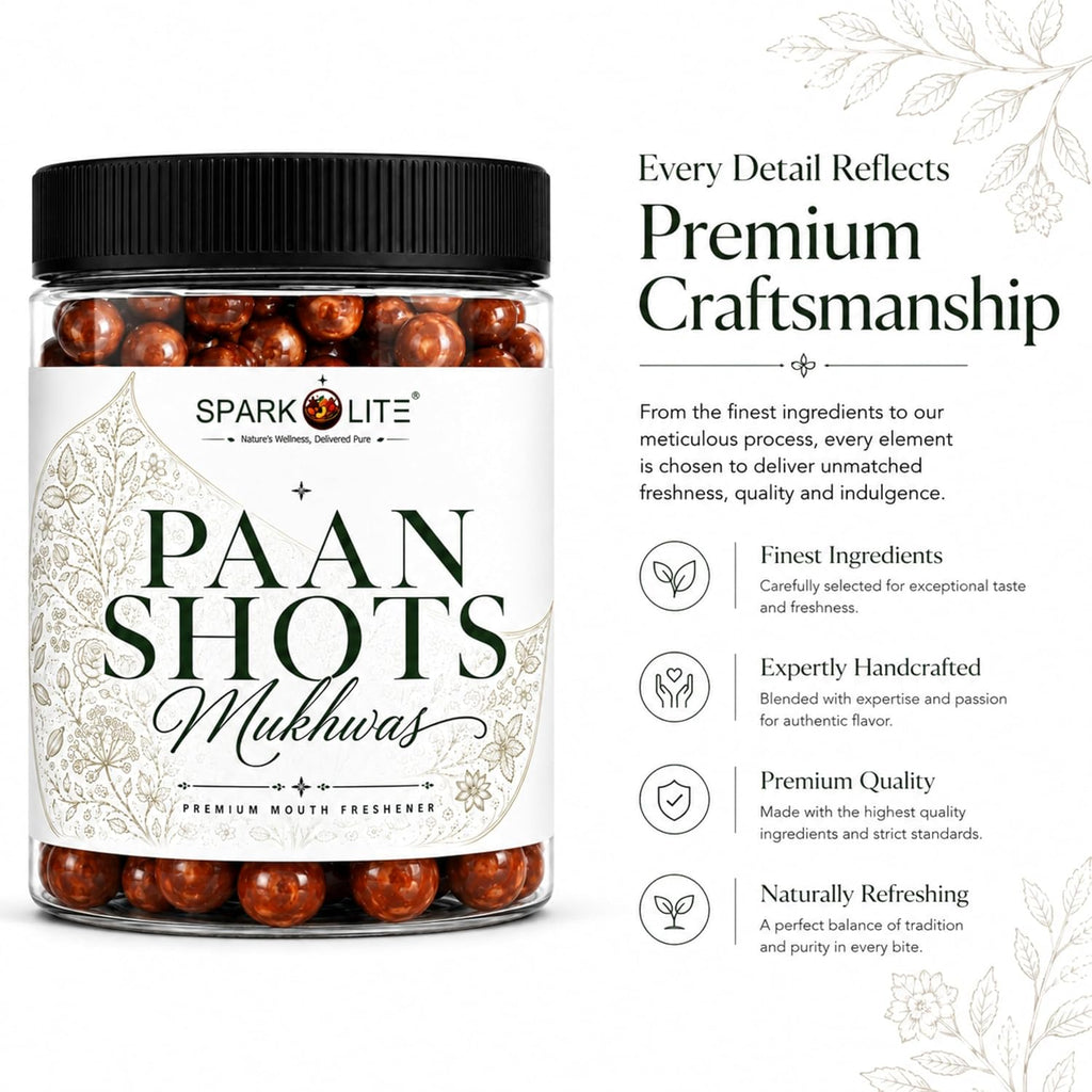 PARKOLITE® Premium Paan Shots Mukhwas 150 Gram| Delicious Banarasi Paan Flavour Mouth Freshener | After Meal Digestive Blend | Refreshing & Aromatic | Premium Indian Mukhwas