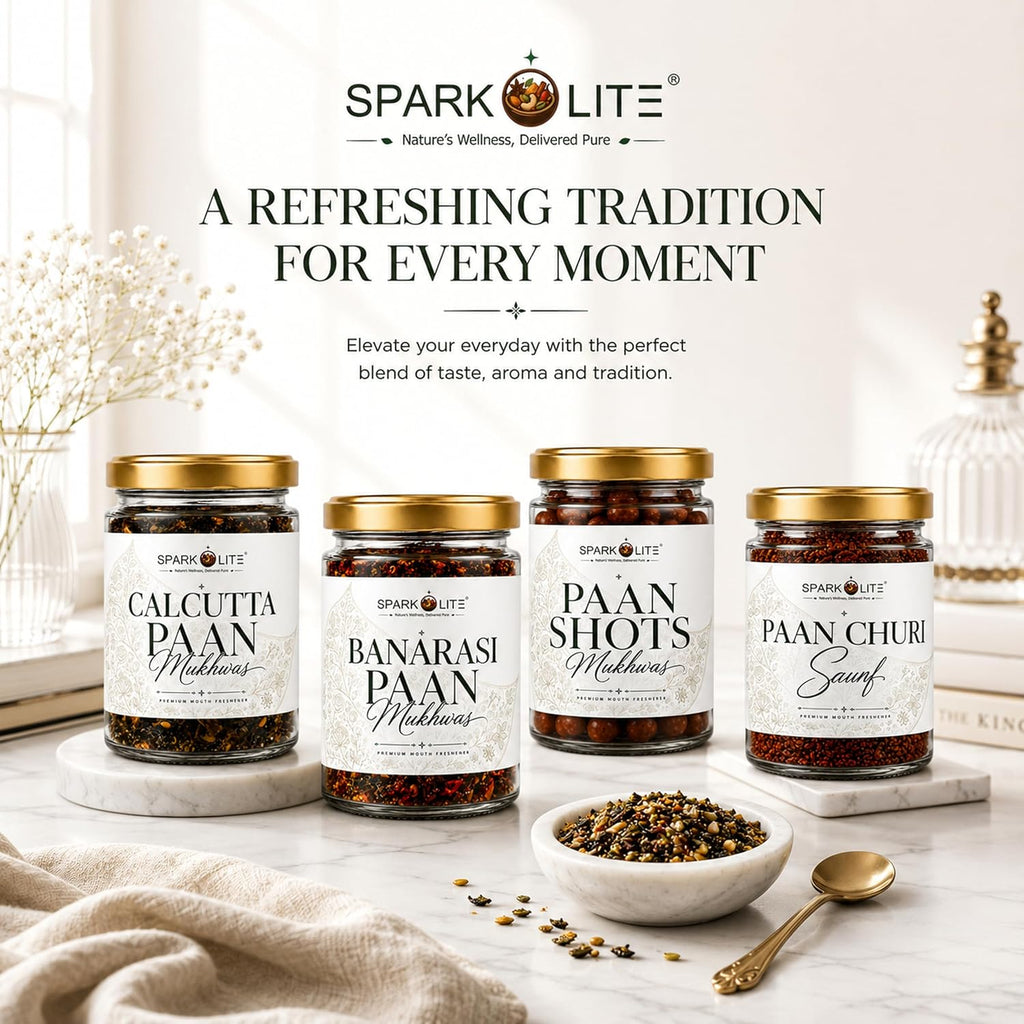 SPARKOLITE® Signature Paan Mukhwas Combo Pack | Calcutta, Banarasi, Shots & Churi Saunf | Premium Mouth Freshener | After-Meal Refreshment | 4 Jars Combo