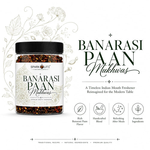 SPARKOLITE® Banarasi Paan Mukhwas 150 Gram| Premium Mouth Freshener | Traditional Banarasi Paan Blend | Saunf, Rose Petals & Aromatic Seeds | Refreshing After Meal Mukhwas | Vegetarian