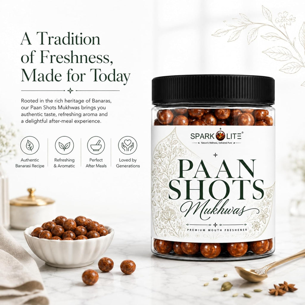 PARKOLITE® Premium Paan Shots Mukhwas 150 Gram| Delicious Banarasi Paan Flavour Mouth Freshener | After Meal Digestive Blend | Refreshing & Aromatic | Premium Indian Mukhwas