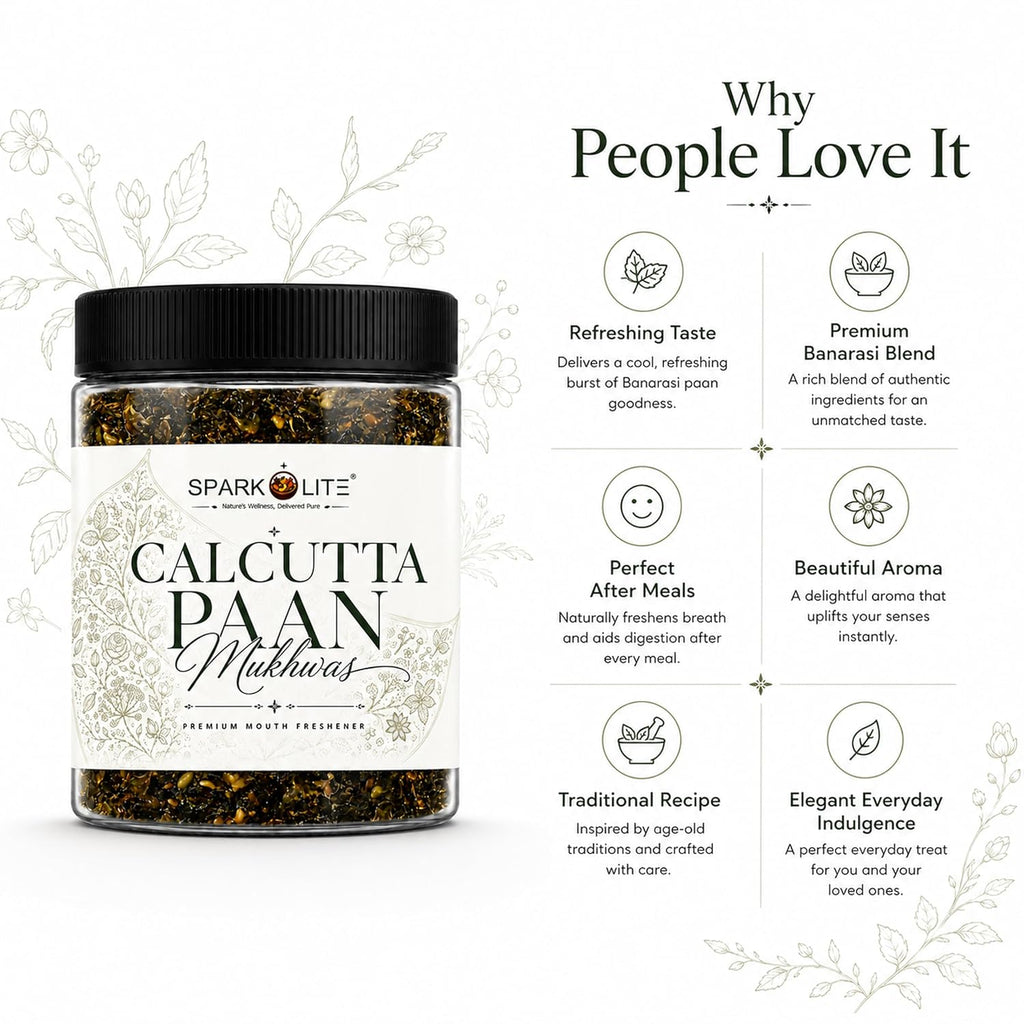 SPARKOLITE® Calcutta Paan Mukhwas 150 Gram| Premium Mouth Freshener | Traditional Indian After Meal Digestive Blend | Sweet & Refreshing Saunf Mix | No Artificial Colours