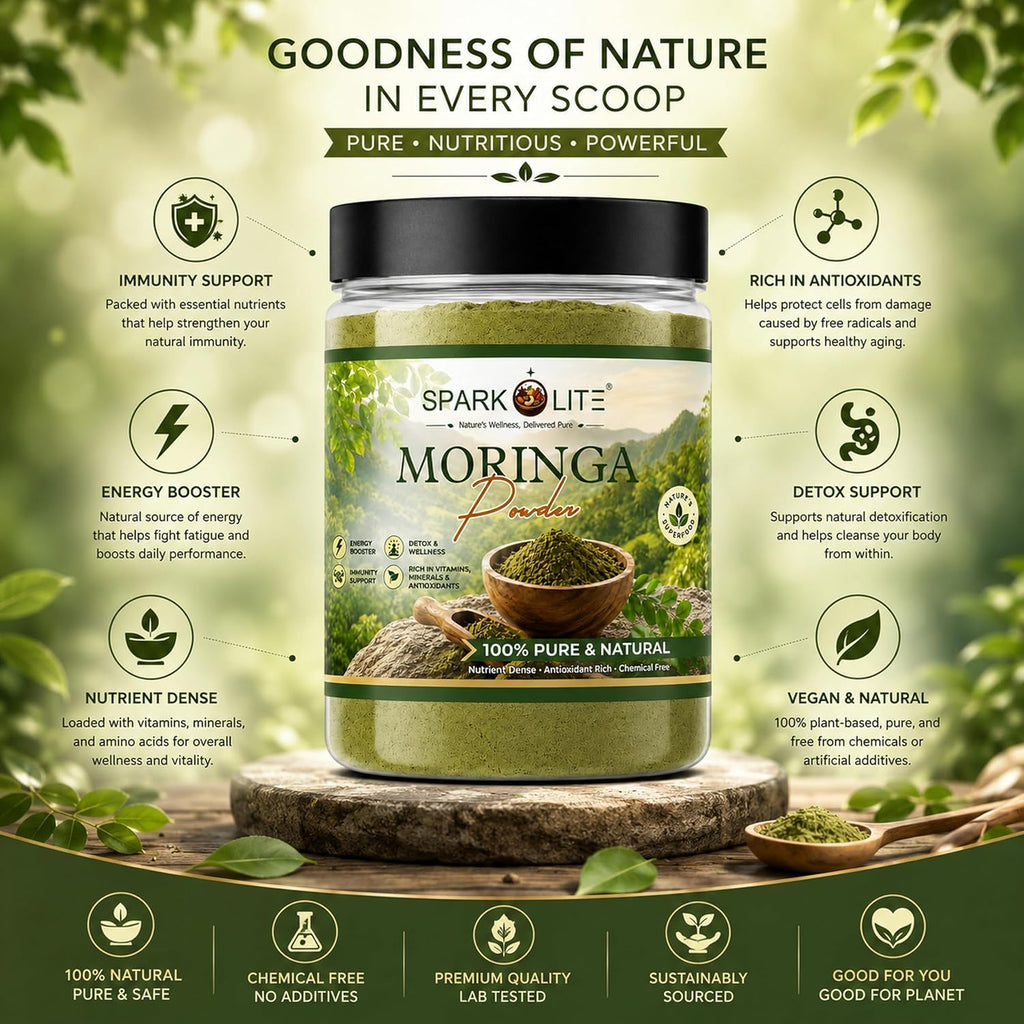 Organic Organic Moringa Powder | Pure Moringa Leaf Powder | Natural Superfood for Energy, Immunity & Detox | Vegan Herbal Supplement | Rich in Iron, Calcium & Antioxidants | No Additives (1 Kg ( pack of 2 x 500 G ))