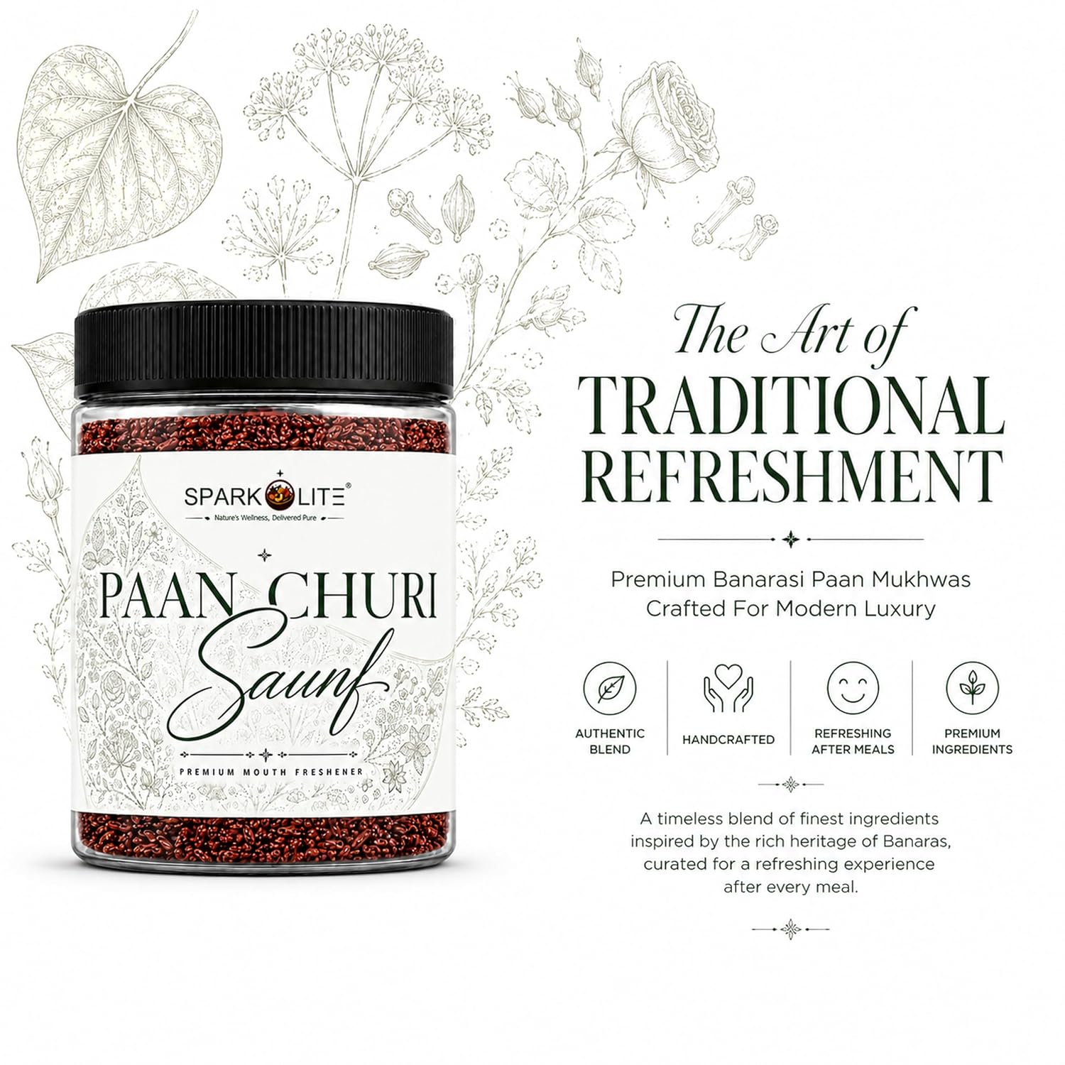 SPARKOLITE® Premium Paan Churi Saunf Mukhwas 150 Gram| Traditional Mouth Freshener | Sweet & Refreshing After Meal Digestive Mix | Premium Fennel Seed Blend | Ready to Eat