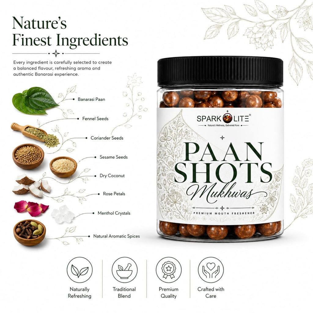 PARKOLITE® Premium Paan Shots Mukhwas 150 Gram| Delicious Banarasi Paan Flavour Mouth Freshener | After Meal Digestive Blend | Refreshing & Aromatic | Premium Indian Mukhwas