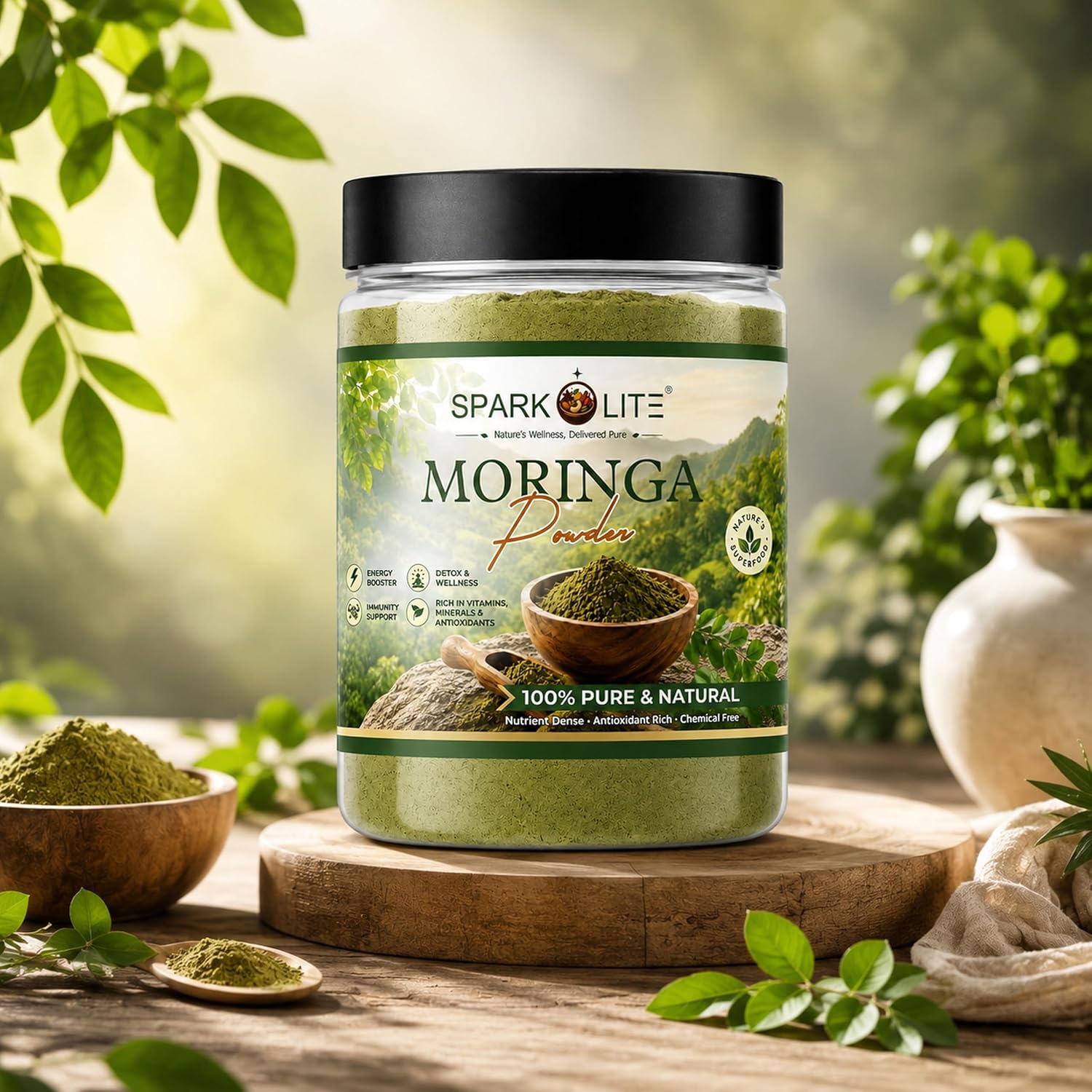 Organic Organic Moringa Powder | Pure Moringa Leaf Powder | Natural Superfood for Energy, Immunity & Detox | Vegan Herbal Supplement | Rich in Iron, Calcium & Antioxidants | No Additives (1 Kg ( pack of 2 x 500 G ))