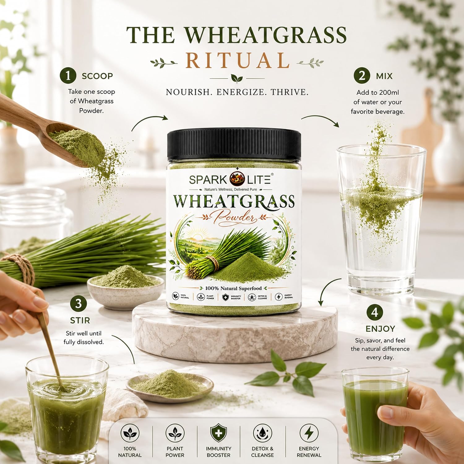 Organic Wheatgrass Powder | Pure Natural Superfood | Rich in Chlorophyll, Antioxidants & Plant Nutrients | Supports Detox, Energy & Daily Wellness | No Added Sugar, Preservatives or Artificial Ingredients | Vegan (1 kg (pack of 2x500 Gms ))
