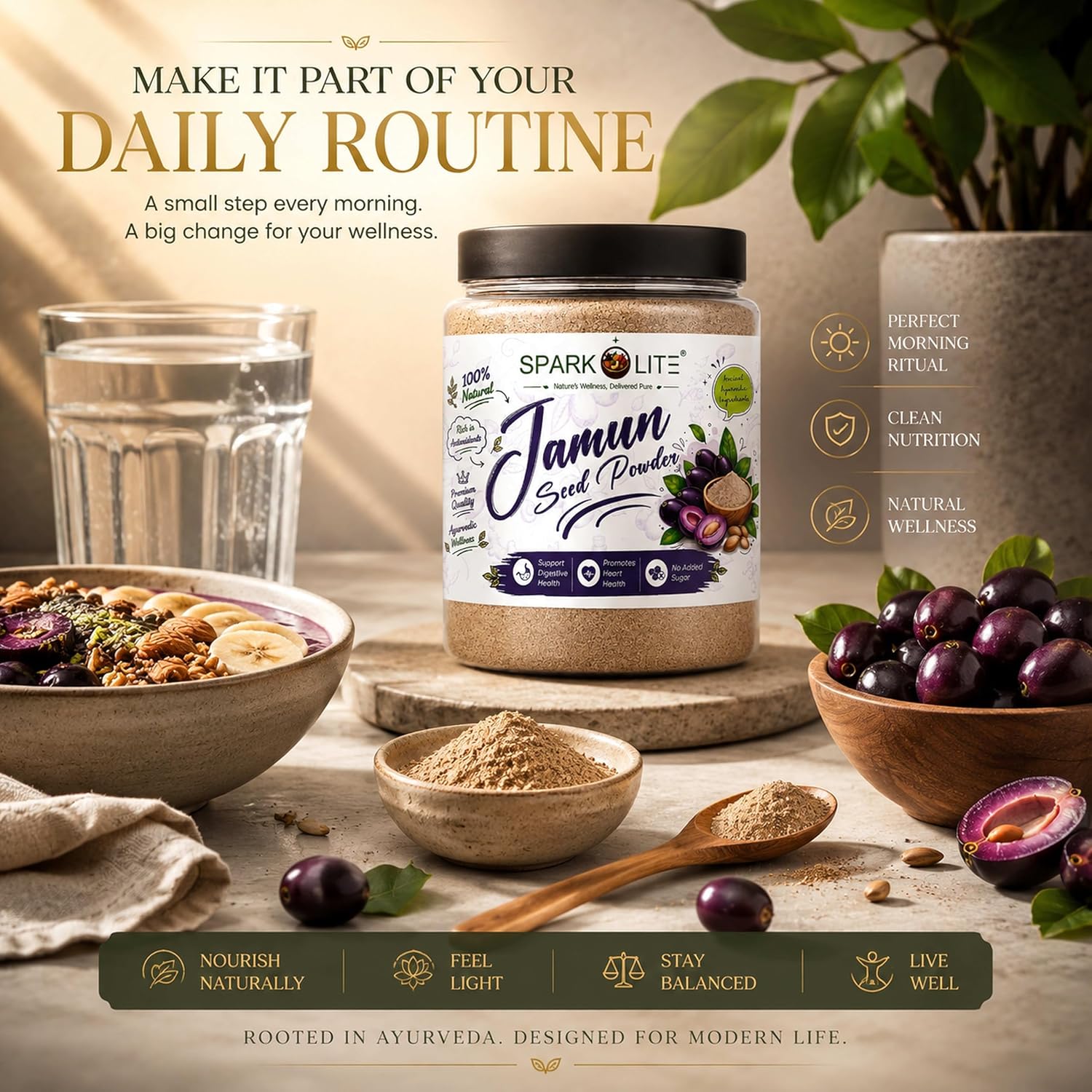 Organic Jamun Seed Powder | Premium Jamun Beej Powder | Finely Ground Syzygium Cumini Seed Powder | No Added Sugar, No Preservatives | Herbal Superfood for Daily Wellness (1 Kg (Pack of 2 x 500 Gms.))