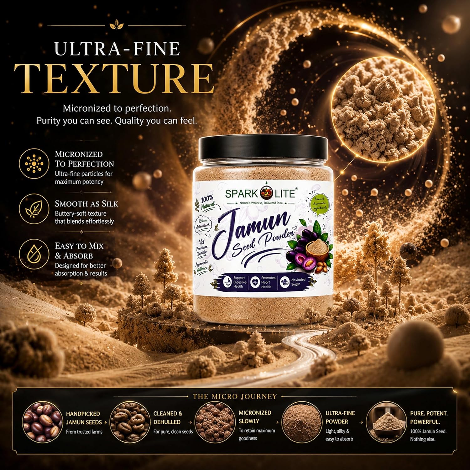 Organic Jamun Seed Powder | Premium Jamun Beej Powder | Finely Ground Syzygium Cumini Seed Powder | No Added Sugar, No Preservatives | Herbal Superfood for Daily Wellness (1 Kg (Pack of 2 x 500 Gms.))