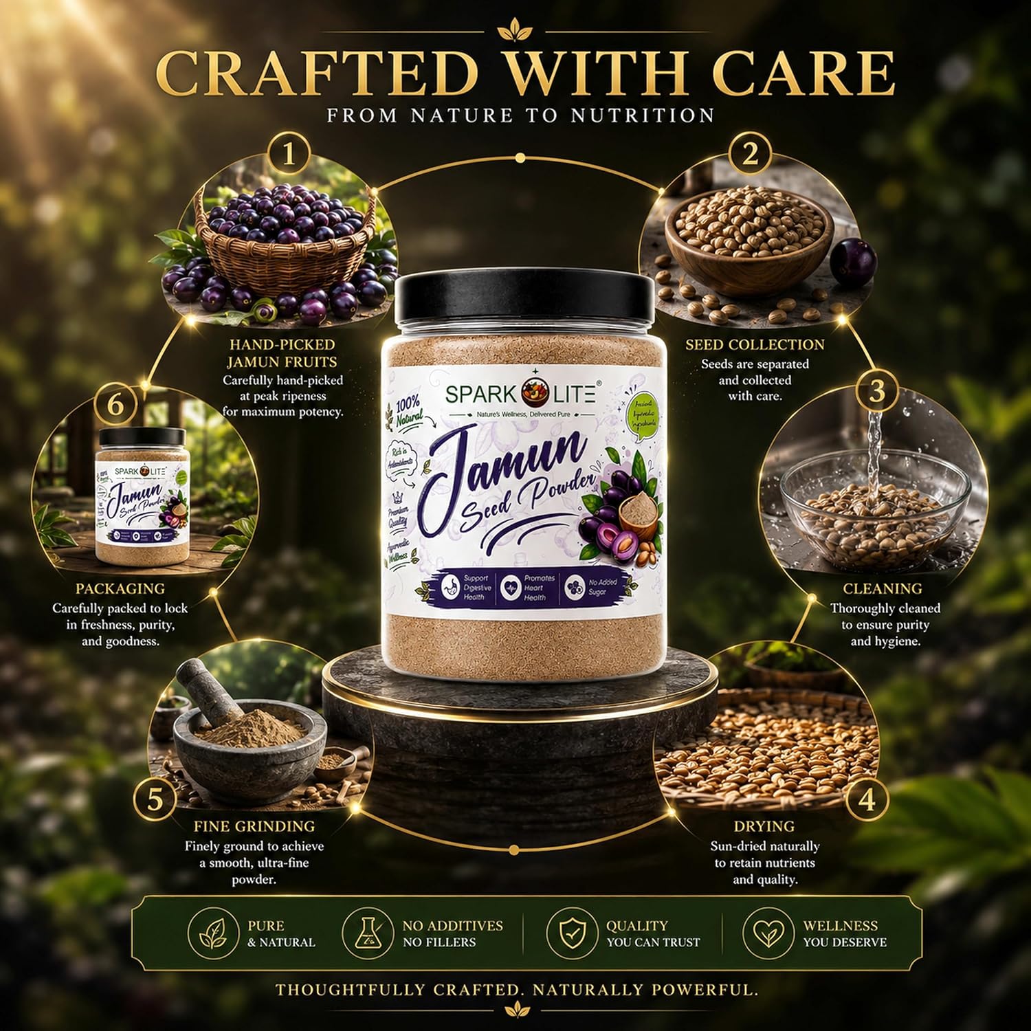 Organic Jamun Seed Powder | Premium Jamun Beej Powder | Finely Ground Syzygium Cumini Seed Powder | No Added Sugar, No Preservatives | Herbal Superfood for Daily Wellness (1 Kg (Pack of 2 x 500 Gms.))