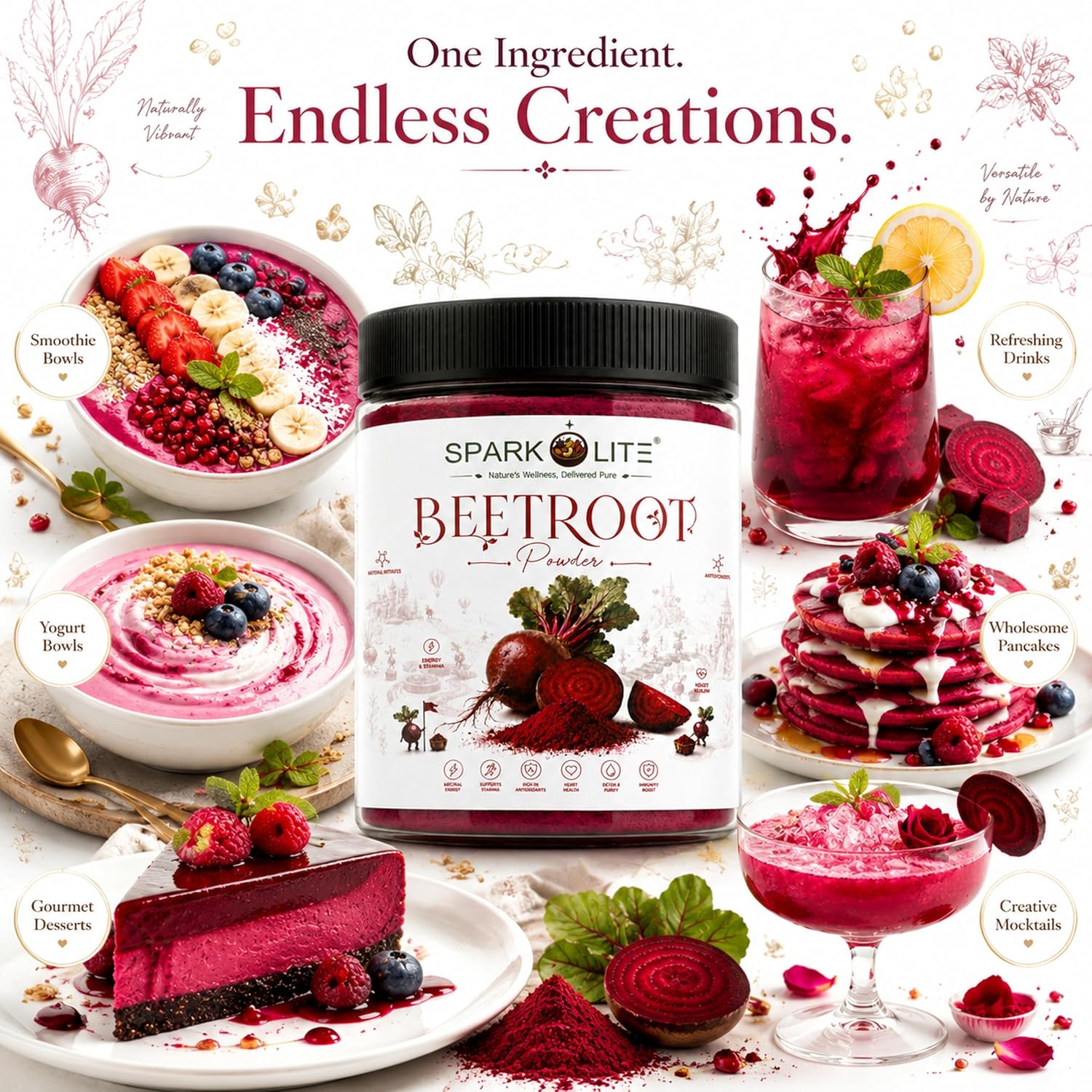 Beetroot Powder 1 Kg | Premium Beet Root Powder | Naturally Rich in Dietary Nitrates | Smoothie, Juice & Shake Mix | No Added Sugar | Vegan | Finely Milled