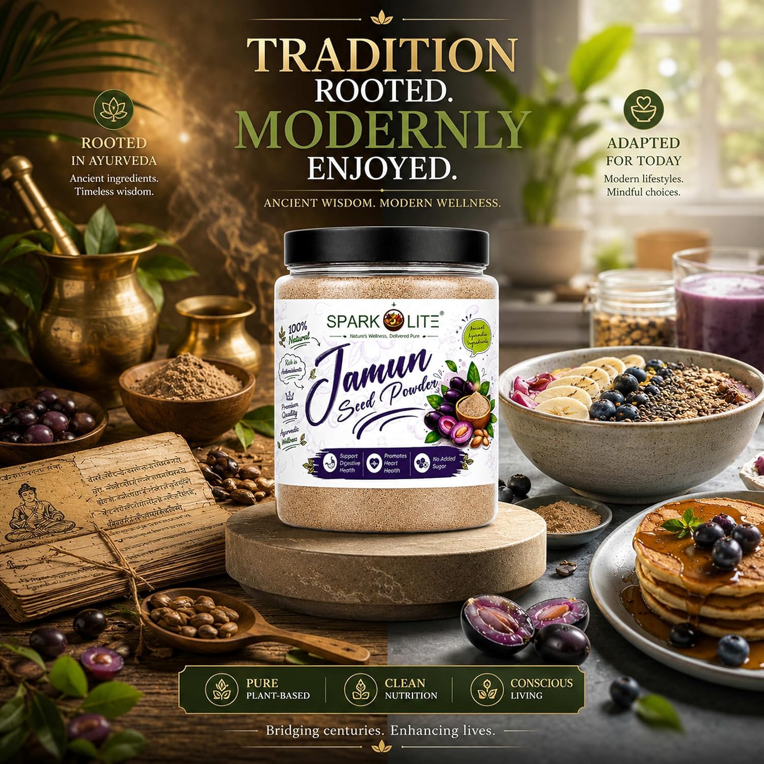 Organic Jamun Seed Powder | Premium Jamun Beej Powder | Finely Ground Syzygium Cumini Seed Powder | No Added Sugar, No Preservatives | Herbal Superfood for Daily Wellness (1 Kg (Pack of 2 x 500 Gms.))