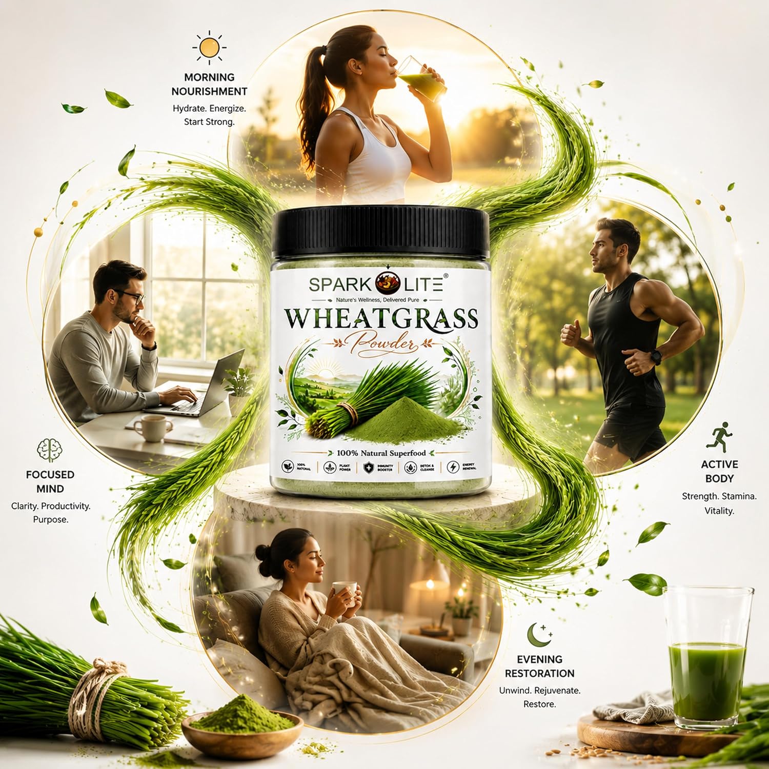 Organic Wheatgrass Powder | Pure Natural Superfood | Rich in Chlorophyll, Antioxidants & Plant Nutrients | Supports Detox, Energy & Daily Wellness | No Added Sugar, Preservatives or Artificial Ingredients | Vegan (1 kg (pack of 2x500 Gms ))