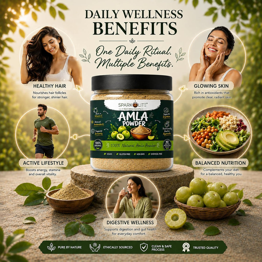 SPARKOLITE® Amla Powder 1kg (Pack of 2 x 500g) | Pure & Natural Amla Fruit Powder | Rich in Vitamin C | Supports Immunity, Hair & Skin Health | No Added Sugar or Preservatives