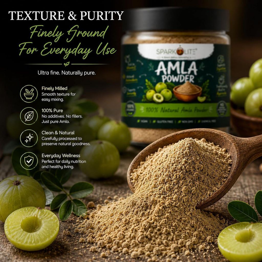 SPARKOLITE® Amla Powder 1kg (Pack of 2 x 500g) | Pure & Natural Amla Fruit Powder | Rich in Vitamin C | Supports Immunity, Hair & Skin Health | No Added Sugar or Preservatives