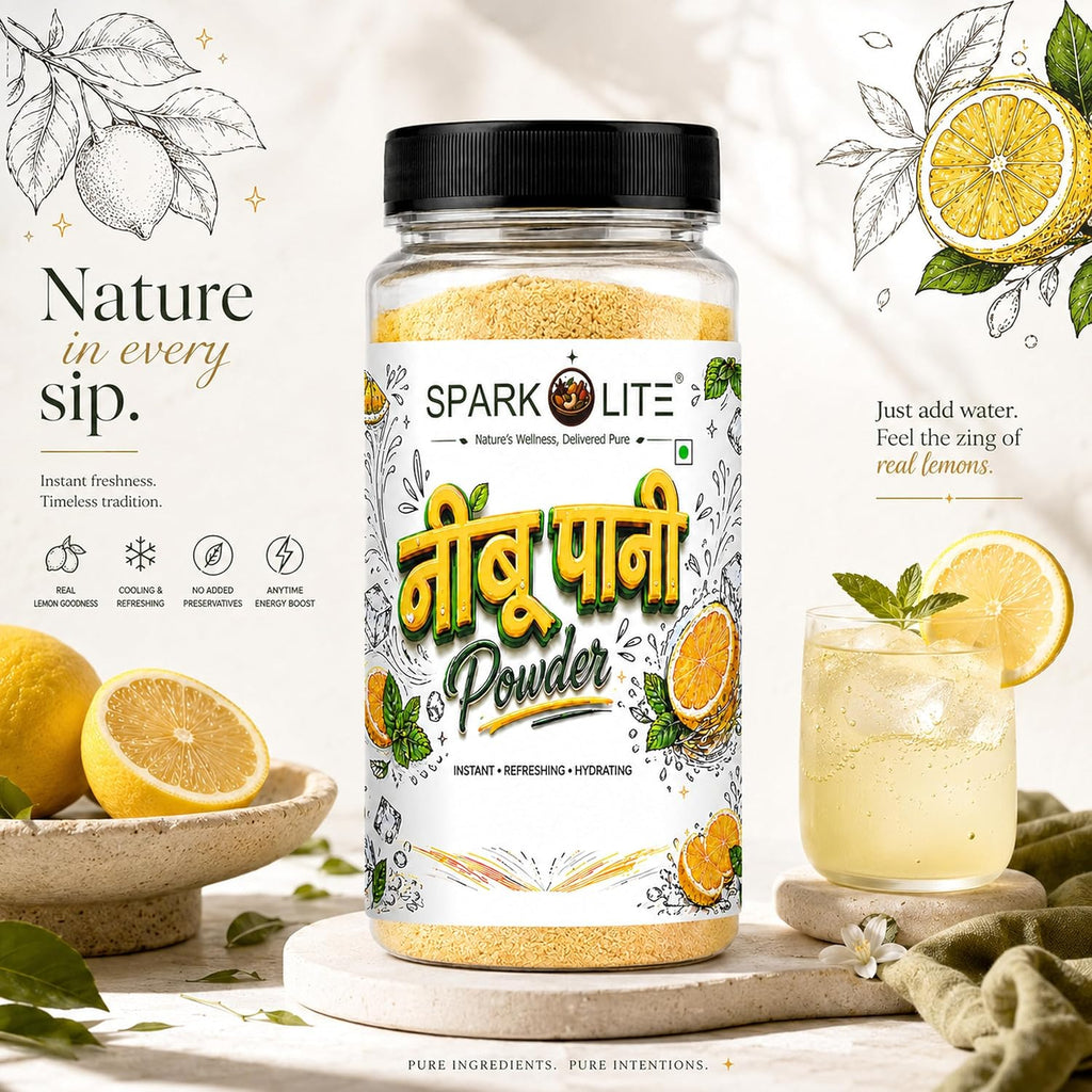 SPARKOLITE® Organic Neembu Pani Powder | Instant Lemon Drink Mix | Refreshing Nimbu Sharbat Premix | Summer Cooling Beverage | Lemonade Powder with Tangy Taste | Easy to Prepare (100 Gram)