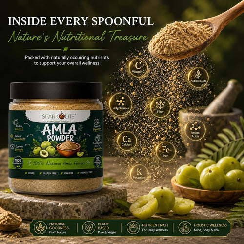 SPARKOLITE® Amla Powder 1kg (Pack of 2 x 500g) | Pure & Natural Amla Fruit Powder | Rich in Vitamin C | Supports Immunity, Hair & Skin Health | No Added Sugar or Preservatives