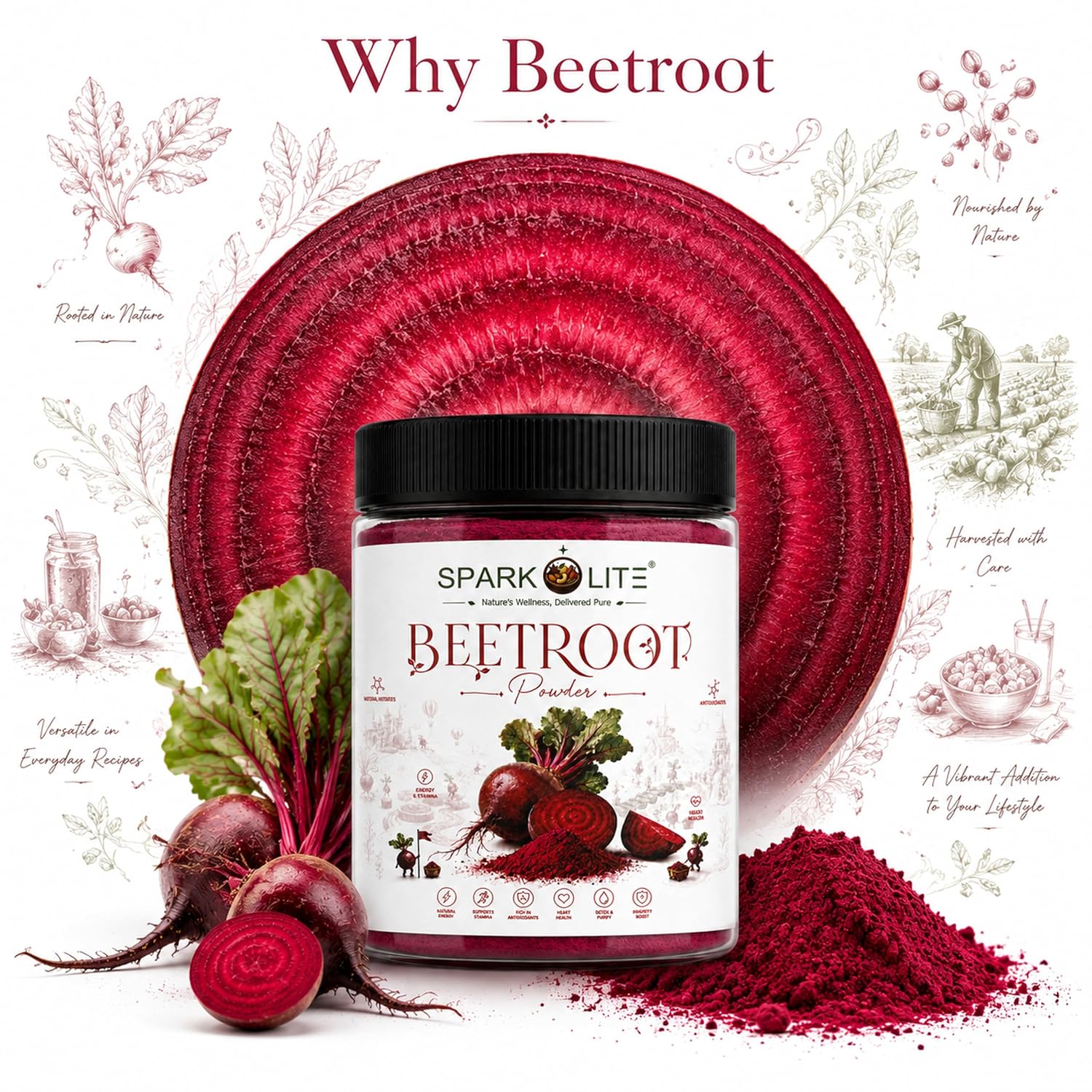 Beetroot Powder 1 Kg | Premium Beet Root Powder | Naturally Rich in Dietary Nitrates | Smoothie, Juice & Shake Mix | No Added Sugar | Vegan | Finely Milled