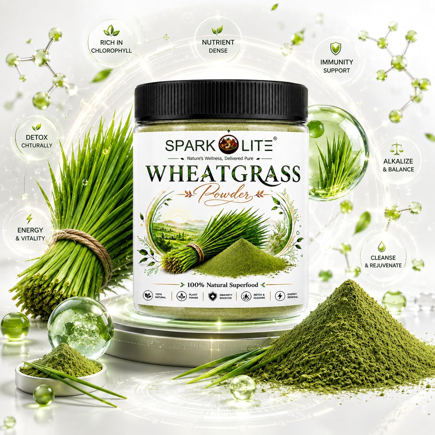 Organic Wheatgrass Powder | Pure Natural Superfood | Rich in Chlorophyll, Antioxidants & Plant Nutrients | Supports Detox, Energy & Daily Wellness | No Added Sugar, Preservatives or Artificial Ingredients | Vegan (1 kg (pack of 2x500 Gms ))