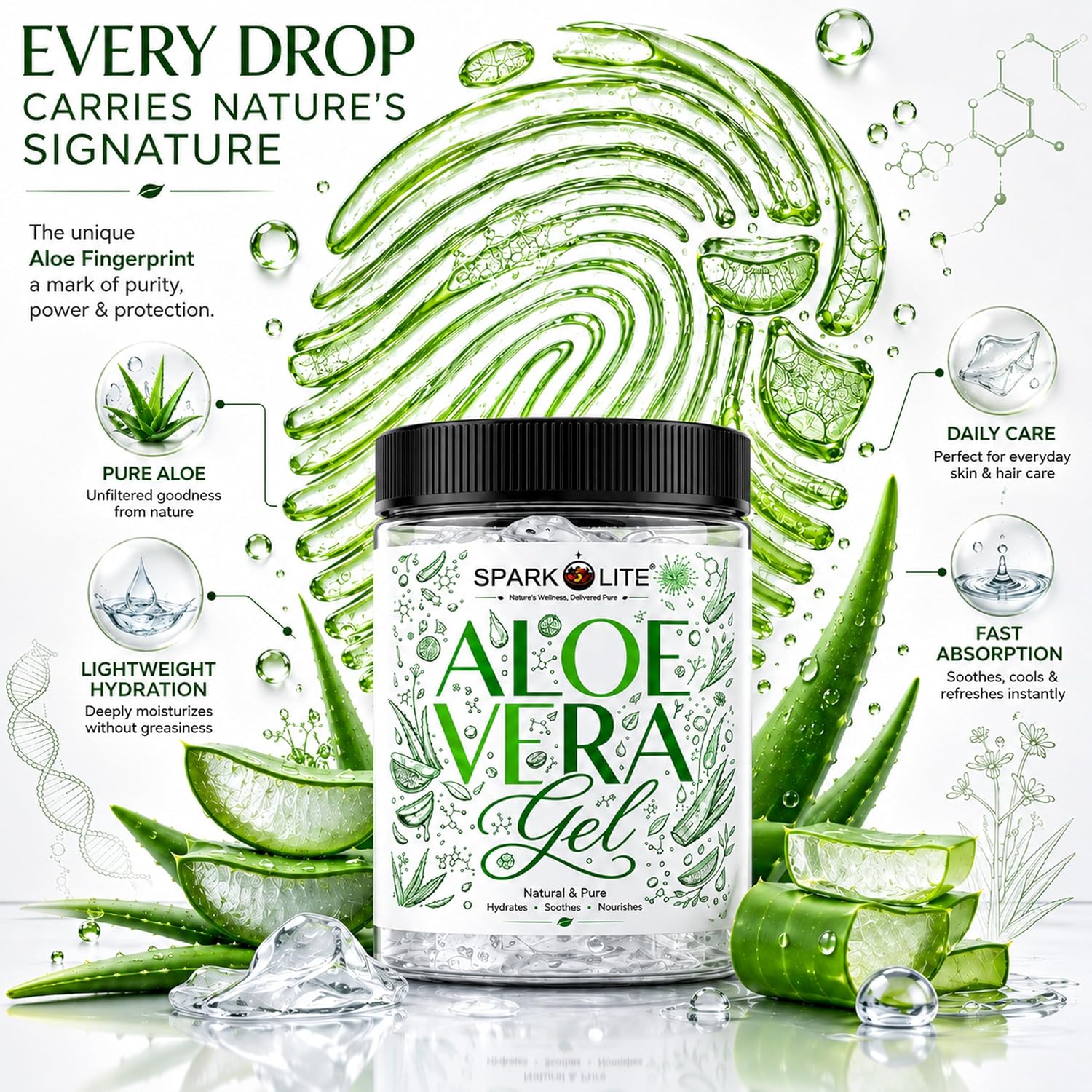 Aloe Vera Gel for Face, Skin & Hair 200 Gram| Enriched with Pure Aloe Vera | Lightweight Non-Sticky Hydration | Cooling & Soothing Daily Care | Suitable for Men & Women