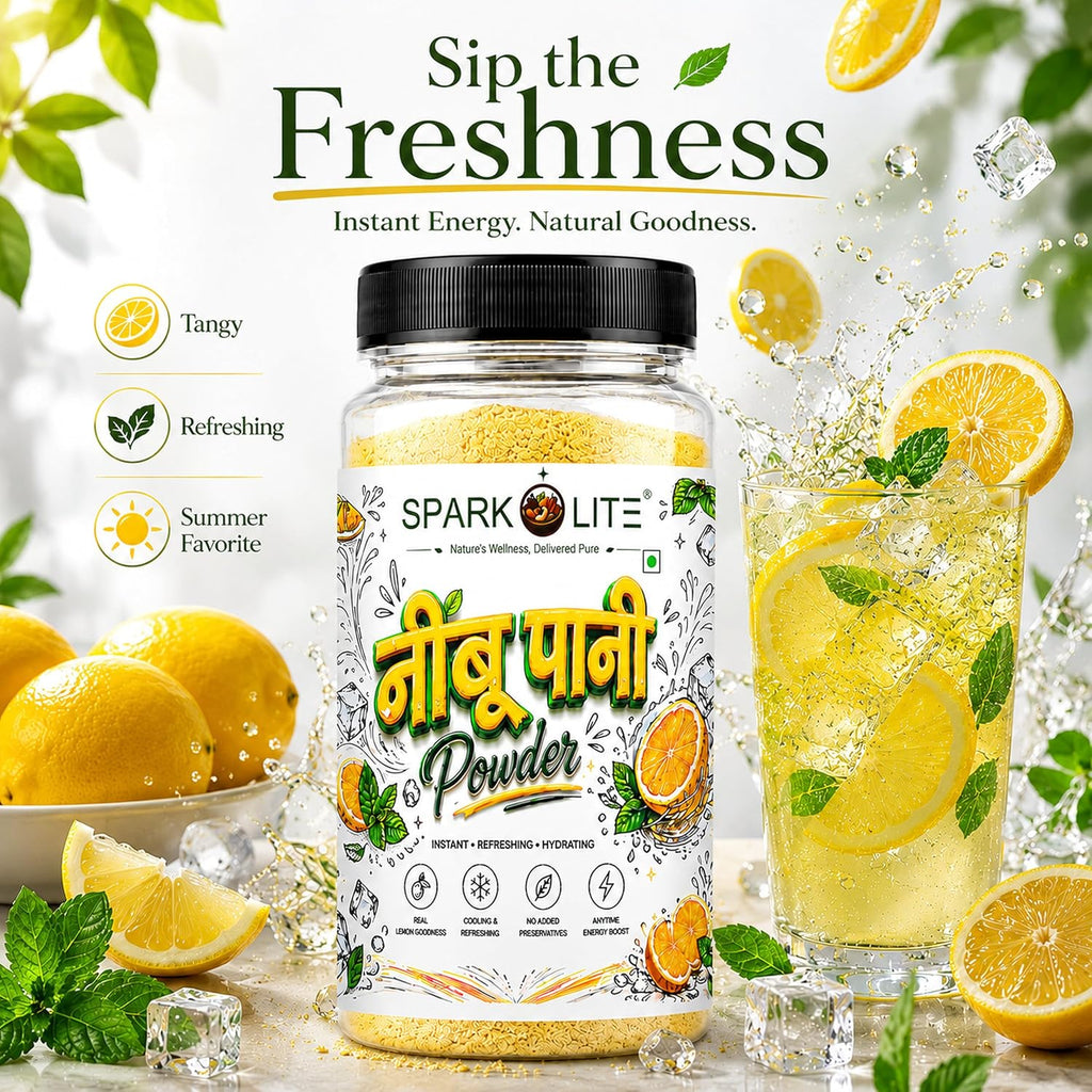 SPARKOLITE® Organic Neembu Pani Powder | Instant Lemon Drink Mix | Refreshing Nimbu Sharbat Premix | Summer Cooling Beverage | Lemonade Powder with Tangy Taste | Easy to Prepare (100 Gram)