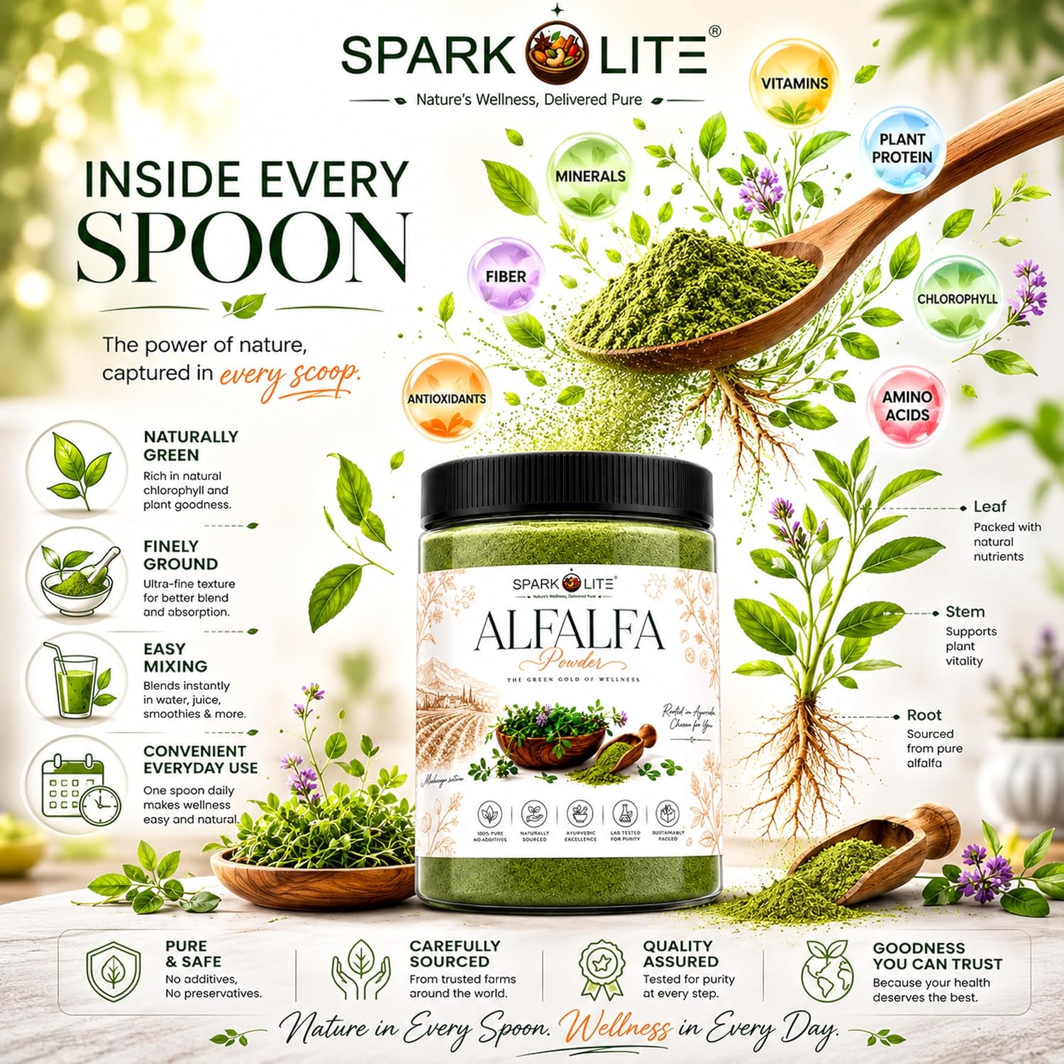 Organic Alfalfa Powder 150 gram | Premium Alfalfa Leaf Powder | Rich in Naturally Occurring Vitamins, Minerals & Chlorophyll | Green Superfood for Smoothies, Juices & Daily Wellness | 100% Pure | No Added Sugar | Vegan