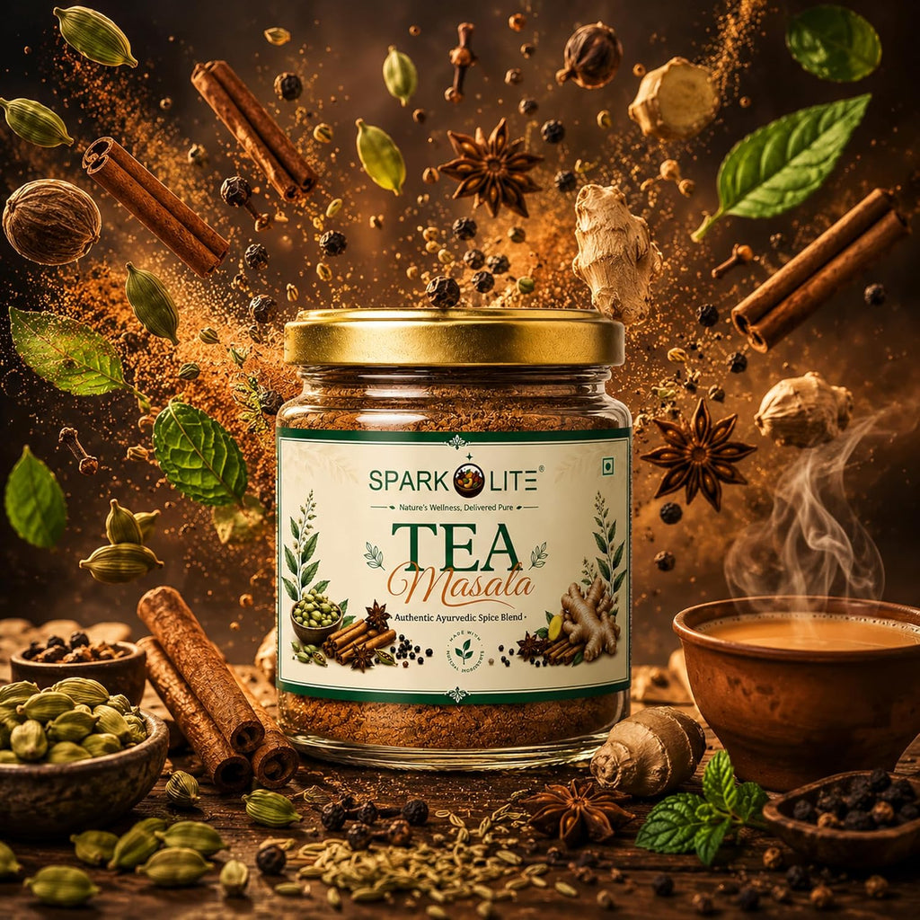 SPARKOLITE® Premium Tea Masala | Authentic Royal Chai Spice Blend with Elaichi, Ginger, Star Anise, Cinnamon & Clove | Strong Kadak Flavor & Rich Aroma | Natural Masala for Tea (50 Gms.)