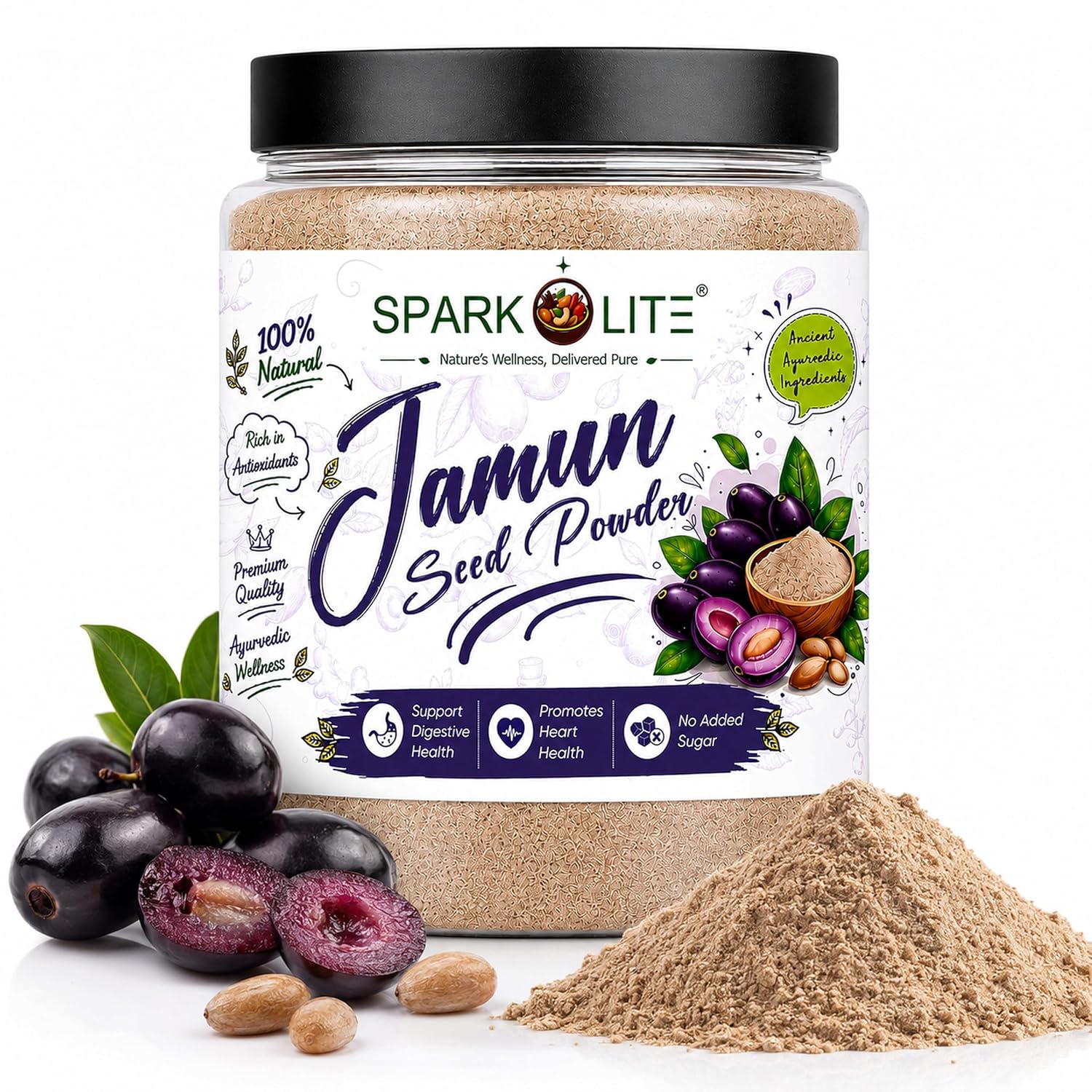 Organic Jamun Seed Powder | Premium Jamun Beej Powder | Finely Ground Syzygium Cumini Seed Powder | No Added Sugar, No Preservatives | Herbal Superfood for Daily Wellness (1 Kg (Pack of 2 x 500 Gms.))